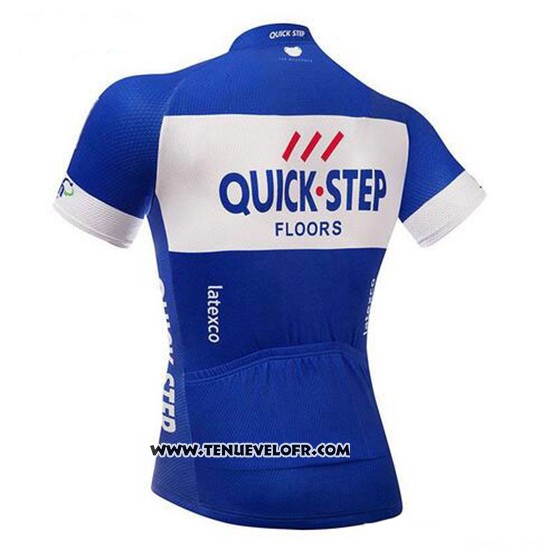 2018 Maillot Ciclismo Quick Step Floors Bleu et Blanc Manches Courtes et Cuissard